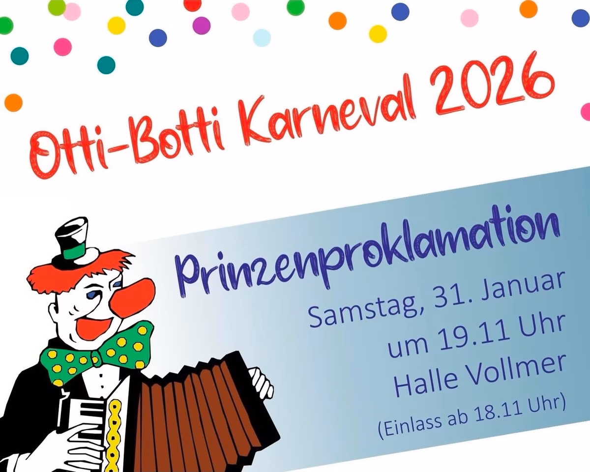 Otti-Botti Karneval 2026 Prinzenproklamation - Tickets bei Viventii Otti-Botti Karneval 2026 Prinzenproklamation in Radevormwald - Tickets & Info @ viventii.com