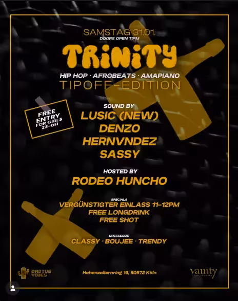 TRINITY TIPOFF-EDITION - Tickets bei Viventii TRINITY TIPOFF-EDITION in Köln - Tickets & Info @ viventii.com